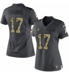 Women's Nike Oakland Raiders #17 Dwayne Harris Limited Black 2016 Salute to Service NFL Jersey
