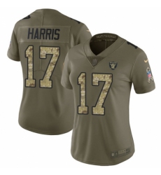 Women's Nike Oakland Raiders #17 Dwayne Harris Limited Olive/Camo 2017 Salute to Service NFL Jersey