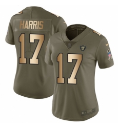 Women's Nike Oakland Raiders #17 Dwayne Harris Limited Olive/Gold 2017 Salute to Service NFL Jersey