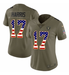 Women's Nike Oakland Raiders #17 Dwayne Harris Limited Olive/USA Flag 2017 Salute to Service NFL Jersey