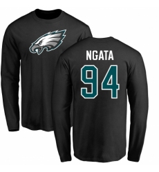 Nike Philadelphia Eagles #94 Haloti Ngata Black Name & Number Logo Long Sleeve T-Shirt