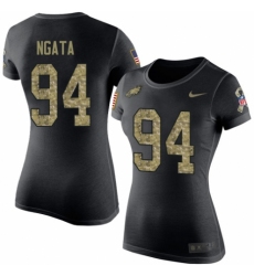 Women's Nike Philadelphia Eagles #94 Haloti Ngata Black Camo Salute to Service T-Shirt