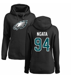 Women's Nike Philadelphia Eagles #94 Haloti Ngata Black Name & Number Logo Pullover Hoodie