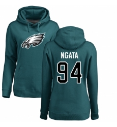 Women's Nike Philadelphia Eagles #94 Haloti Ngata Green Name & Number Logo Pullover Hoodie