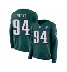 Women's Nike Philadelphia Eagles #94 Haloti Ngata Limited Green Therma Long Sleeve NFL Jersey