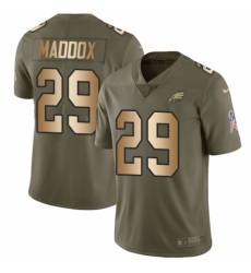 Men's Nike Philadelphia Eagles #29 Avonte Maddox Limited Olive/Gold 2017 Salute to Service NFL Jersey