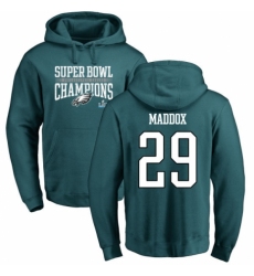 Nike Philadelphia Eagles #29 Avonte Maddox Green Super Bowl LII Champions Pullover Hoodie