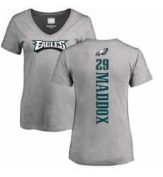 Women's Nike Philadelphia Eagles #29 Avonte Maddox Ash Backer V-Neck T-Shirt