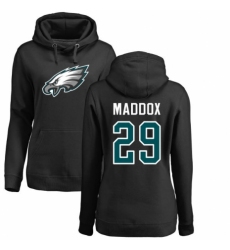 Women's Nike Philadelphia Eagles #29 Avonte Maddox Black Name & Number Logo Pullover Hoodie