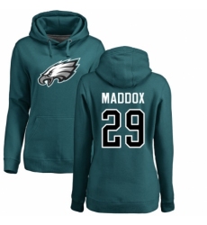 Women's Nike Philadelphia Eagles #29 Avonte Maddox Green Name & Number Logo Pullover Hoodie