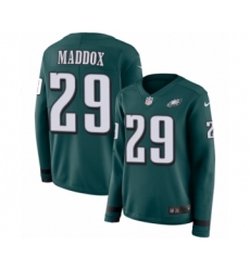 Women's Nike Philadelphia Eagles #29 Avonte Maddox Limited Green Therma Long Sleeve NFL Jersey