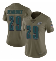 Women's Nike Philadelphia Eagles #29 Avonte Maddox Limited Olive 2017 Salute to Service NFL Jersey
