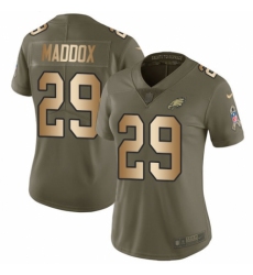 Women's Nike Philadelphia Eagles #29 Avonte Maddox Limited Olive/Gold 2017 Salute to Service NFL Jersey