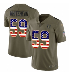Men's Nike Oakland Raiders #59 Tahir Whitehead Limited Olive/USA Flag 2017 Salute to Service NFL Jersey