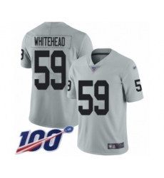 Men's Oakland Raiders #59 Tahir Whitehead Limited Silver Inverted Legend 100th Season Football Jersey