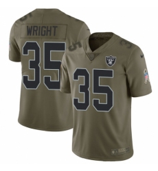 Men's Nike Oakland Raiders #35 Shareece Wright Limited Olive 2017 Salute to Service NFL Jersey