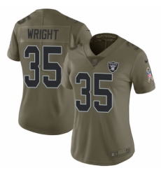 Women's Nike Oakland Raiders #35 Shareece Wright Limited Olive 2017 Salute to Service NFL Jersey