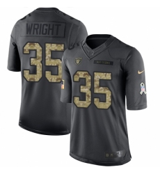 Youth Nike Oakland Raiders #35 Shareece Wright Limited Black 2016 Salute to Service NFL Jersey