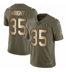 Youth Nike Oakland Raiders #35 Shareece Wright Limited Olive/Gold 2017 Salute to Service NFL Jersey