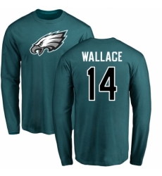 Nike Philadelphia Eagles #14 Mike Wallace Green Name & Number Logo Long Sleeve T-Shirt