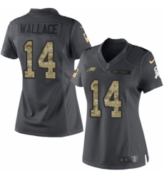 Women's Nike Philadelphia Eagles #14 Mike Wallace Limited Black 2016 Salute to Service NFL Jersey