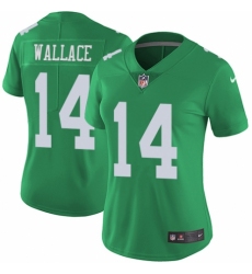Women's Nike Philadelphia Eagles #14 Mike Wallace Limited Green Rush Vapor Untouchable NFL Jersey