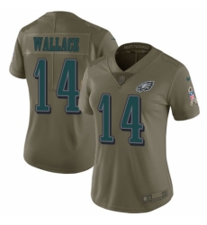 Women's Nike Philadelphia Eagles #14 Mike Wallace Limited Olive 2017 Salute to Service NFL Jersey