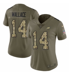 Women's Nike Philadelphia Eagles #14 Mike Wallace Limited Olive/Camo 2017 Salute to Service NFL Jersey