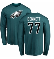 Nike Philadelphia Eagles #77 Michael Bennett Green Name & Number Logo Long Sleeve T-Shirt