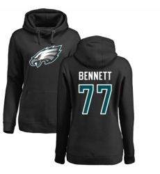 Women's Nike Philadelphia Eagles #77 Michael Bennett Black Name & Number Logo Pullover Hoodie