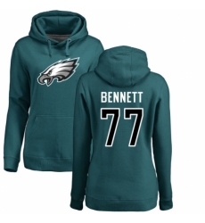 Women's Nike Philadelphia Eagles #77 Michael Bennett Green Name & Number Logo Pullover Hoodie