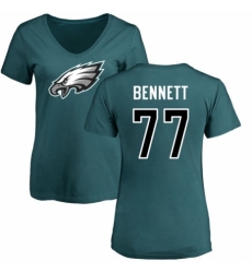Women's Nike Philadelphia Eagles #77 Michael Bennett Green Name & Number Logo Slim Fit T-Shirt