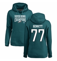 Women's Nike Philadelphia Eagles #77 Michael Bennett Green Super Bowl LII Champions Pullover Hoodie