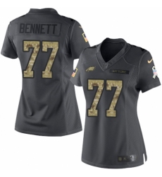 Women's Nike Philadelphia Eagles #77 Michael Bennett Limited Black 2016 Salute to Service NFL Jersey