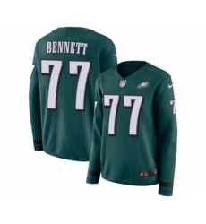 Women's Nike Philadelphia Eagles #77 Michael Bennett Limited Green Therma Long Sleeve NFL Jersey