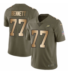 Youth Nike Philadelphia Eagles #77 Michael Bennett Limited Olive/Gold 2017 Salute to Service NFL Jersey