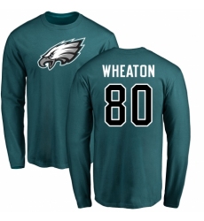 Nike Philadelphia Eagles #80 Markus Wheaton Green Name & Number Logo Long Sleeve T-Shirt
