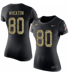 Women's Nike Philadelphia Eagles #80 Markus Wheaton Black Camo Salute to Service T-Shirt