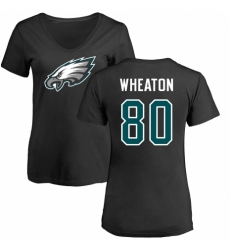 Women's Nike Philadelphia Eagles #80 Markus Wheaton Black Name & Number Logo Slim Fit T-Shirt