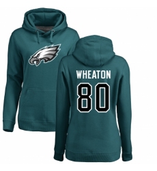 Women's Nike Philadelphia Eagles #80 Markus Wheaton Green Name & Number Logo Pullover Hoodie