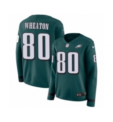 Women's Nike Philadelphia Eagles #80 Markus Wheaton Limited Green Therma Long Sleeve NFL Jersey