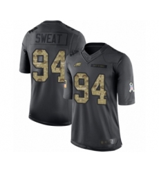 Men's Philadelphia Eagles #94 Josh Sweat Limited Black 2016 Salute to Service Football Jersey