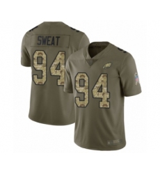 Men's Philadelphia Eagles #94 Josh Sweat Limited Olive Camo 2017 Salute to Service Football Jersey