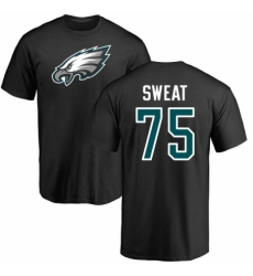 Nike Philadelphia Eagles #75 Josh Sweat Black Name & Number Logo T-Shirt