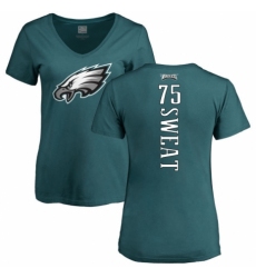 Women's Nike Philadelphia Eagles #75 Josh Sweat Green Backer Slim Fit T-Shirt