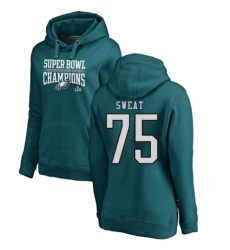 Women's Nike Philadelphia Eagles #75 Josh Sweat Green Super Bowl LII Champions Pullover Hoodie