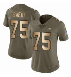 Women's Nike Philadelphia Eagles #75 Josh Sweat Limited Olive/Gold 2017 Salute to Service NFL Jersey