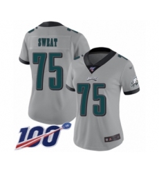 Women's Philadelphia Eagles #75 Josh Sweat Limited Silver Inverted Legend 100th Season Football Jersey