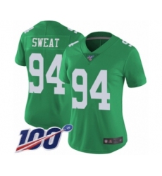 Women's Philadelphia Eagles #94 Josh Sweat Limited Green Rush Vapor Untouchable 100th Season Football Jersey