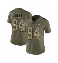 Women's Philadelphia Eagles #94 Josh Sweat Limited Olive Camo 2017 Salute to Service Football Jersey